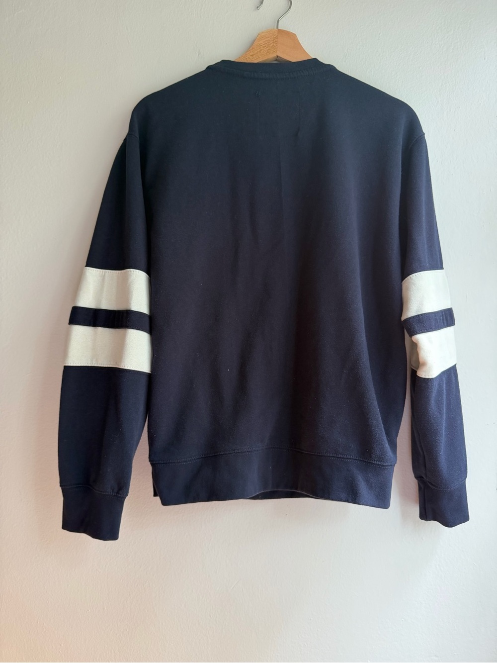 OKLAHOMA Navy Crewneck Sweater with White Stripes - Picture 2 of 5